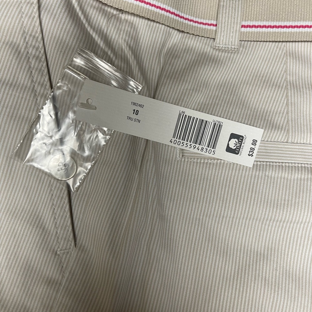 Kim Rogers Cream Pinstripe 4 Pocket Belted Bermuda Shorts NWT - Picture 5 of 8
